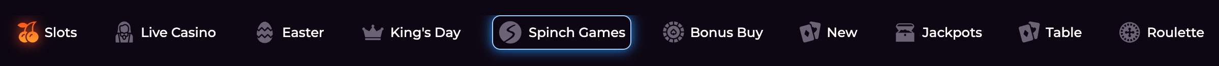 Spinch Game Categories